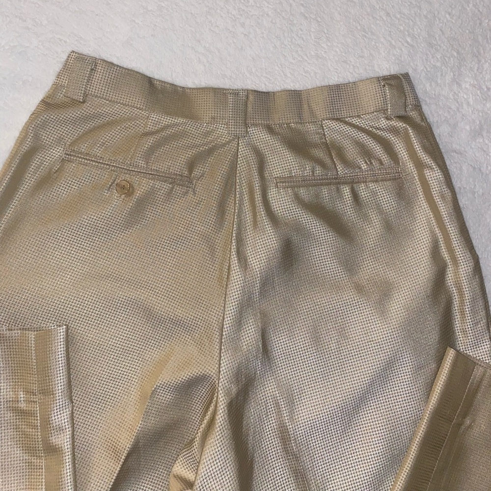 Blu Martini Mens Shiny Crème Checkered Dress Pants Size 36 - Picture 7 of 10
